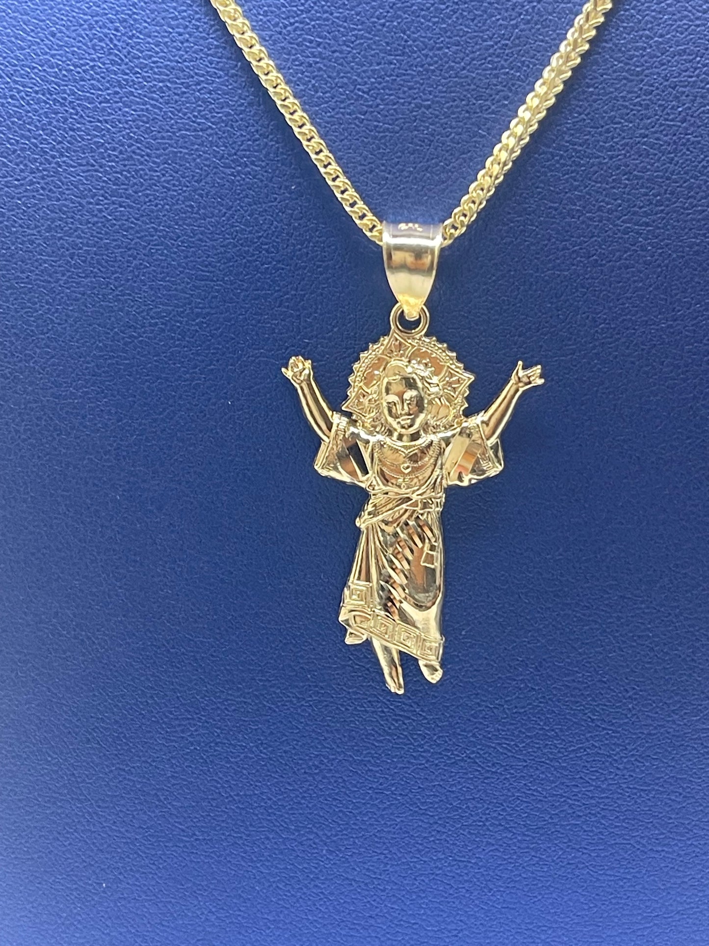 14k Yellow Gold Santo Nino De Atocha/franco chain