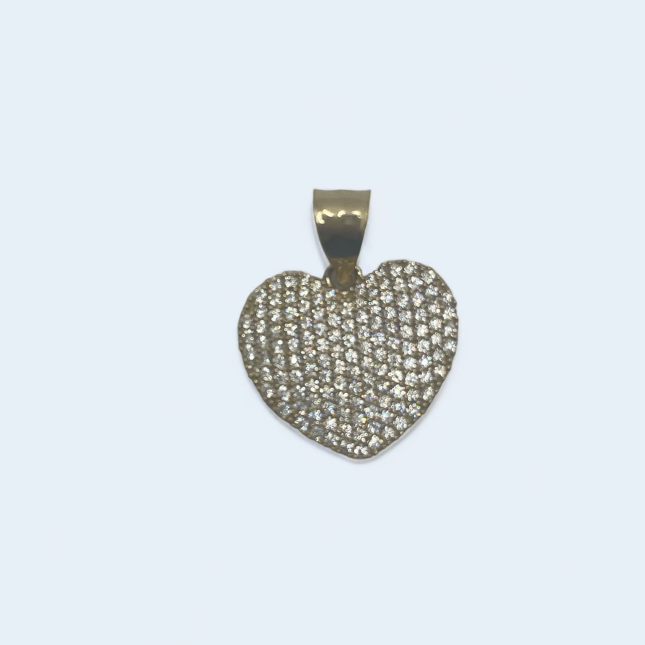 14k Yellow Gold CZ Micro Pave Mini Heart